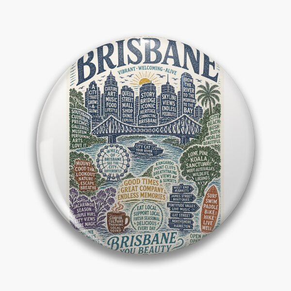 Artikelvorschau, Brisbane, Australien: Story Bridge, South Bank River, Stadt, Reise, Typografie entworfen und verkauft von Places On Earth.