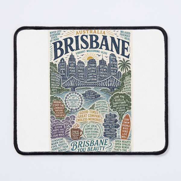 Item preview, Brisbane Australia Story Bridge South Bank River City Travel Typography designed and sold by Places On Earth.