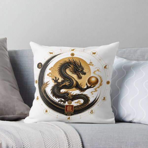 Item preview, Year of the Dragon Zodiac – Celestial Gold and Black Chinese Astrological Art designed and sold by KireaDesigns.