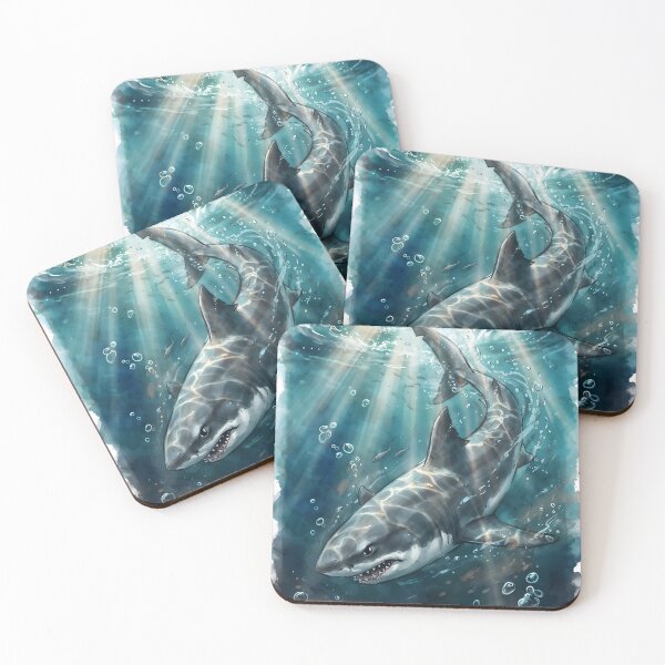 Item preview, Great White Shark In The Ocean Watercolor designed and sold by RubisLeaf.