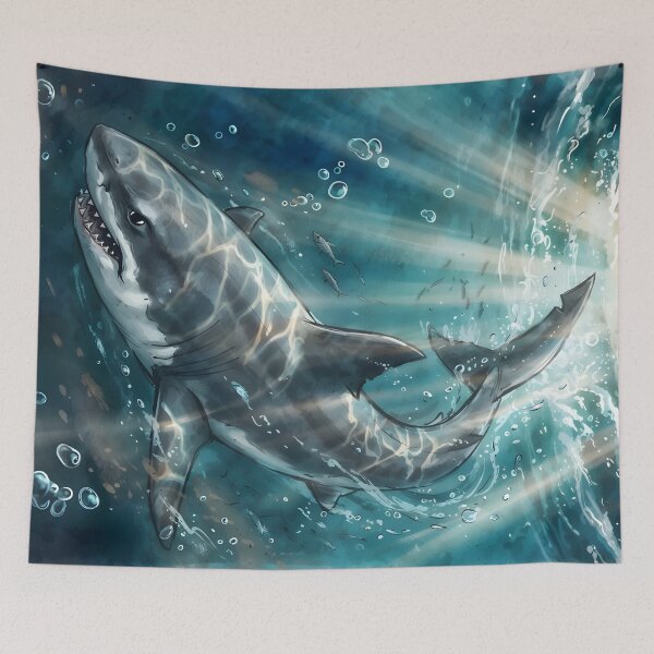Item preview, Great White Shark In The Ocean Watercolor designed and sold by RubisLeaf.