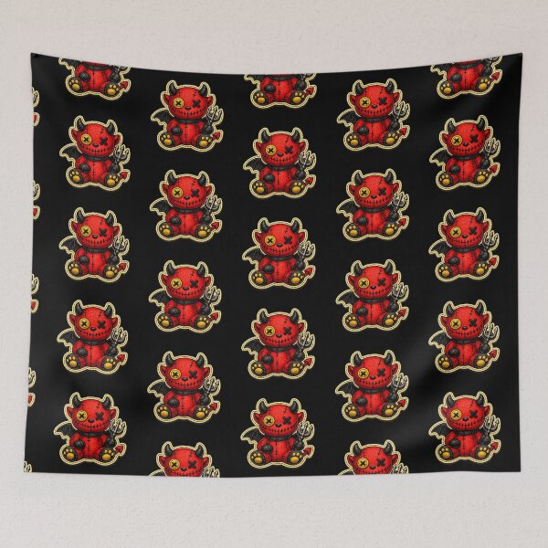 Item preview, Creepy Cute Devil Plush - Voodoo Demon Doll Sticker Art designed and sold by myforestfog.
