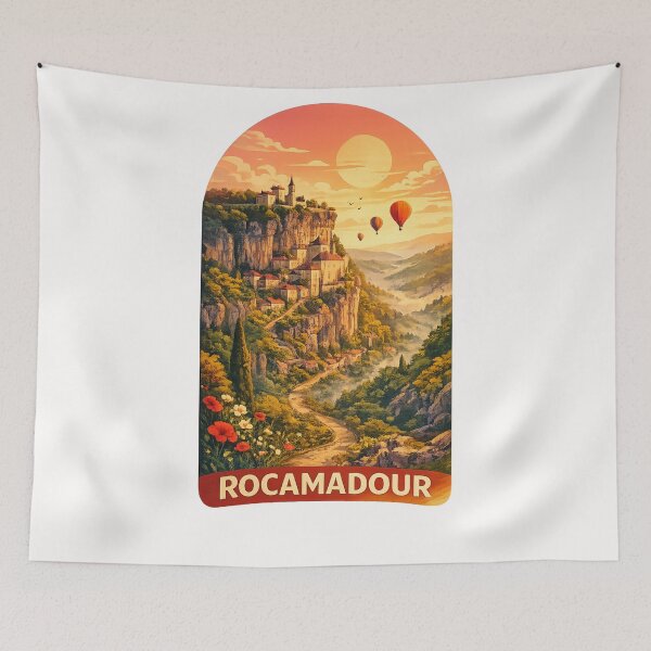 Item preview, Rocamadour France Cliffside Village Occitanie Medieval Pilgrimage Landmark designed and sold by Places On Earth.
