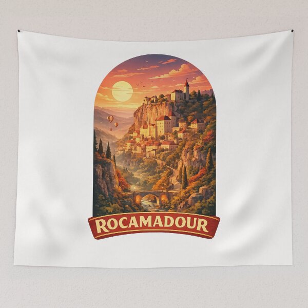 Item preview, Rocamadour France Medieval Cliff Village Dordogne Valley Sunset Scene designed and sold by Places On Earth.
