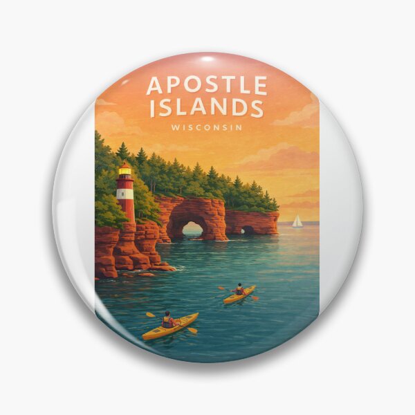 Item preview,  Apostle Islands Wisconsin Lake Superior Sea Caves Lighthouse Coastline designed and sold by Aryabek.