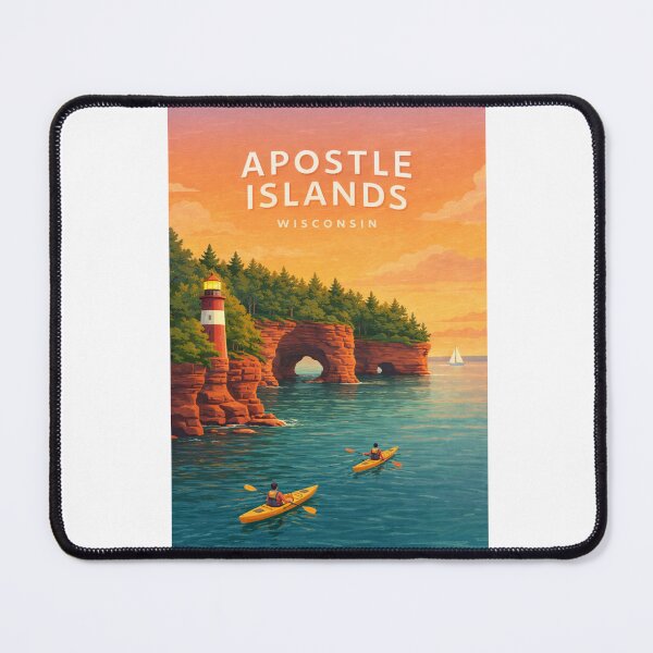 Item preview,  Apostle Islands Wisconsin Lake Superior Sea Caves Lighthouse Coastline designed and sold by Aryabek.