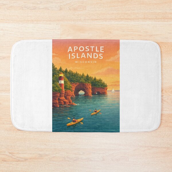 Item preview,  Apostle Islands Wisconsin Lake Superior Sea Caves Lighthouse Coastline designed and sold by Aryabek.