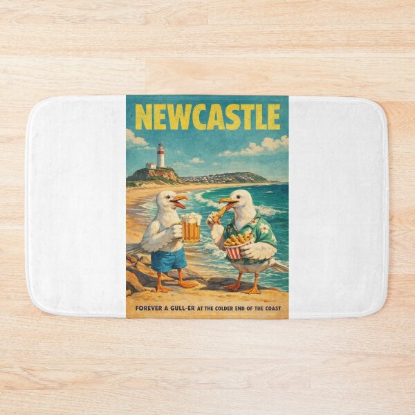 Item preview, Newcastle Beach Lighthouse and Seagull Coastal Humor Australia designed and sold by Aryabek.