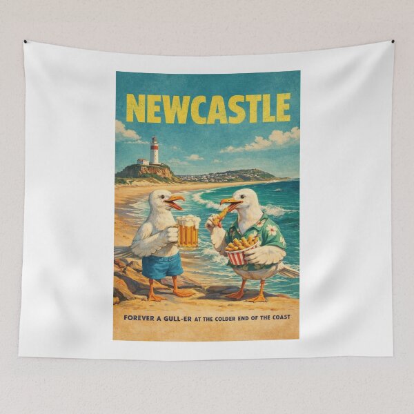 Item preview, Newcastle Beach Lighthouse and Seagull Coastal Humor Australia designed and sold by Aryabek.