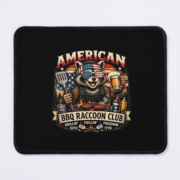 Item preview, American BBQ Raccoon Club – Funny Patriotic Grill Master Memorial Day Graphic designed and sold by DONT ASK CLUB.