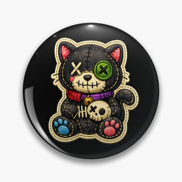 Item preview, Creepy Cute Black Cat Plush - Voodoo Kitten with Skull designed and sold by myforestfog.