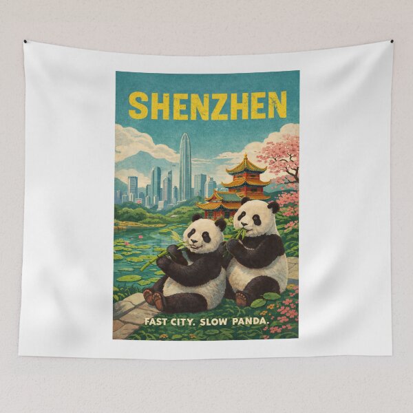 Item preview, Shenzhen Cherry Blossoms and Panda Garden Skyline in Guangdong designed and sold by Aryabek.