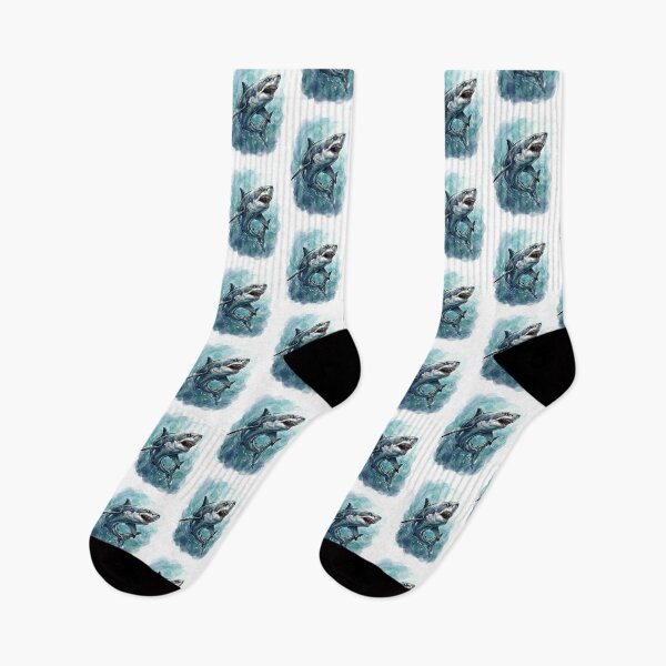 Item preview, Great White Shark Swimming Under Ocean Sunlight designed and sold by RubisLeaf.