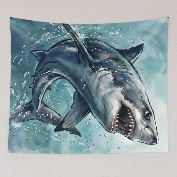 Item preview, Great White Shark Swimming Under Ocean Sunlight designed and sold by RubisLeaf.