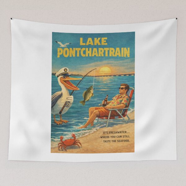 Item preview, Lake Pontchartrain Louisiana Pelican Fishing Gulf Coast Sunset designed and sold by Aryabek.