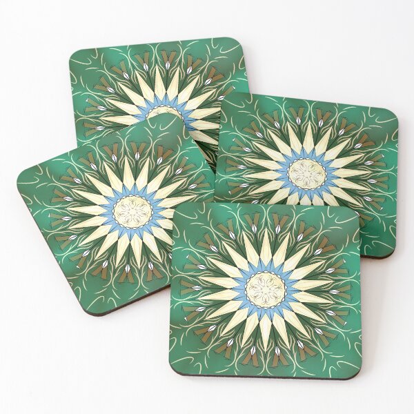 Item preview, Emerald Green Geometric Mandala Star Art designed and sold by SahmatArt.
