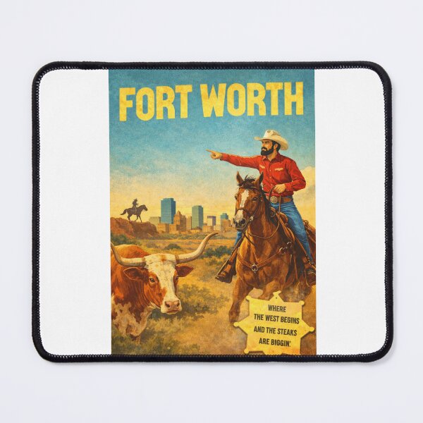 Item preview, Fort Worth Texas Stockyards Cowboy and Longhorn Prairie Skyline designed and sold by Aryabek.