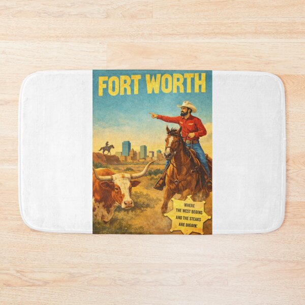 Item preview, Fort Worth Texas Stockyards Cowboy and Longhorn Prairie Skyline designed and sold by Aryabek.