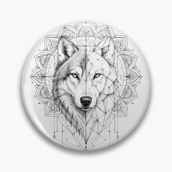 Item preview, Mystic Geometric Wolf Mandala Illustration designed and sold by suryabumblee.