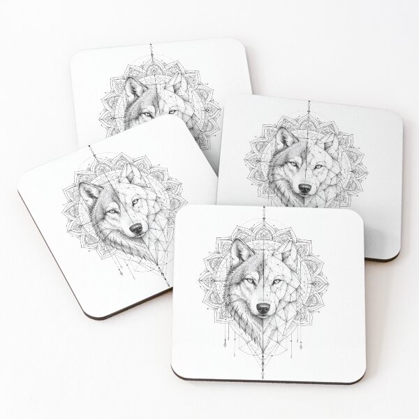 Item preview, Mystic Geometric Wolf Mandala Illustration designed and sold by suryabumblee.