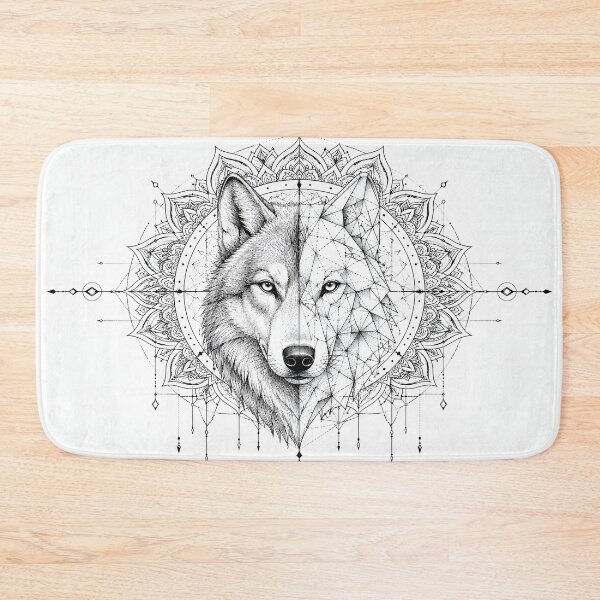 Item preview, Mystic Geometric Wolf Mandala Illustration designed and sold by suryabumblee.