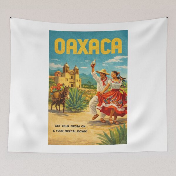 Item preview, Oaxaca Mexico Mezcal and Traditional Zapotec Fiesta Scene designed and sold by Aryabek.