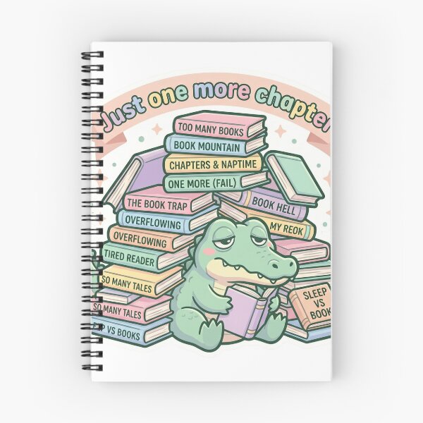 Item preview, Just One More Chapter – Cute Crocodile Book Stack Illustration designed and sold by Biwbiwty.