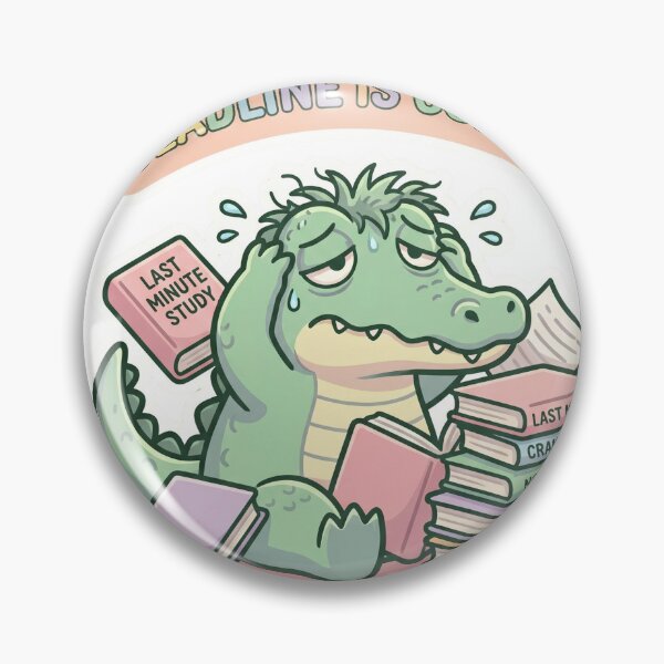 Item preview, Deadline is Coming – Funny Reading Crocodile Illustration designed and sold by Biwbiwty.