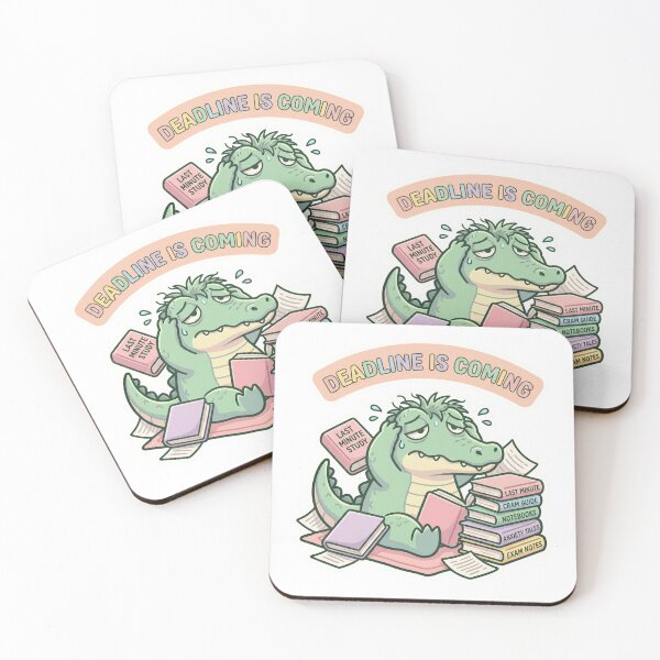 Item preview, Deadline is Coming – Funny Reading Crocodile Illustration designed and sold by Biwbiwty.