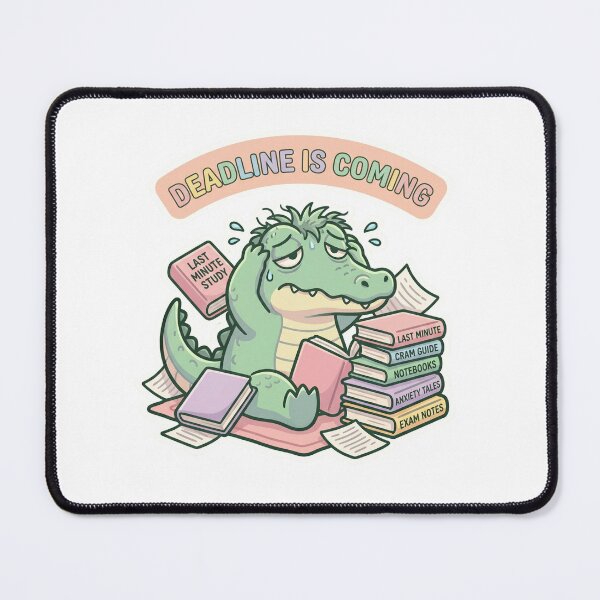 Item preview, Deadline is Coming – Funny Reading Crocodile Illustration designed and sold by Biwbiwty.
