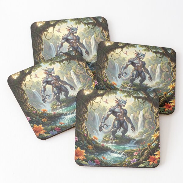 Item preview, Epic Fantasy Dragon Warrior in the Jungle Realm inspired by Boris Vallejo with mystical Power Energy designed and sold by FotoworldEdel.