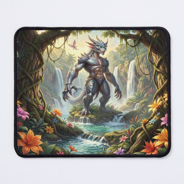 Item preview, Epic Fantasy Dragon Warrior in the Jungle Realm inspired by Boris Vallejo with mystical Power Energy designed and sold by FotoworldEdel.