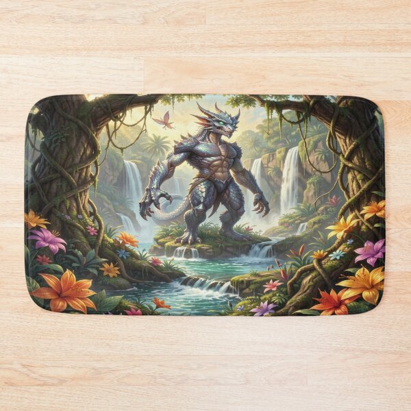 Item preview, Epic Fantasy Dragon Warrior in the Jungle Realm inspired by Boris Vallejo with mystical Power Energy designed and sold by FotoworldEdel.