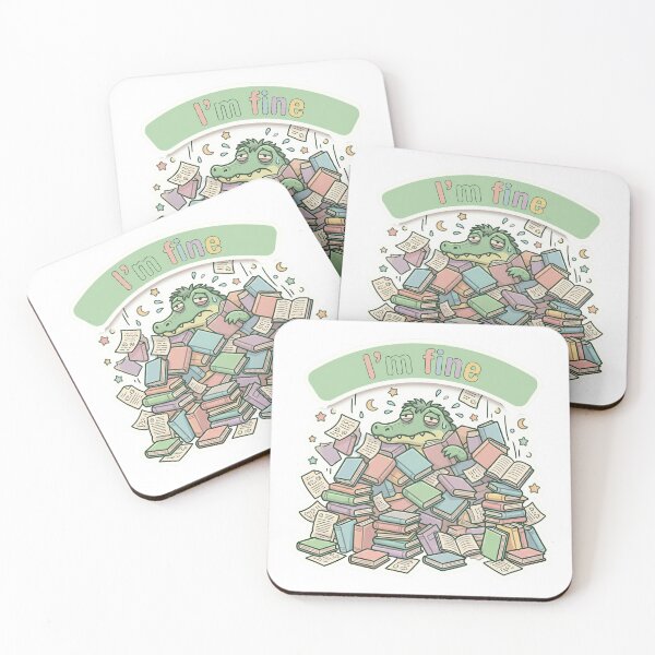 Item preview, I’m Fine – Surrounded by Books Funny Reader Illustration designed and sold by Biwbiwty.