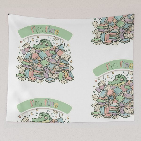 Item preview, I’m Fine – Surrounded by Books Funny Reader Illustration designed and sold by Biwbiwty.