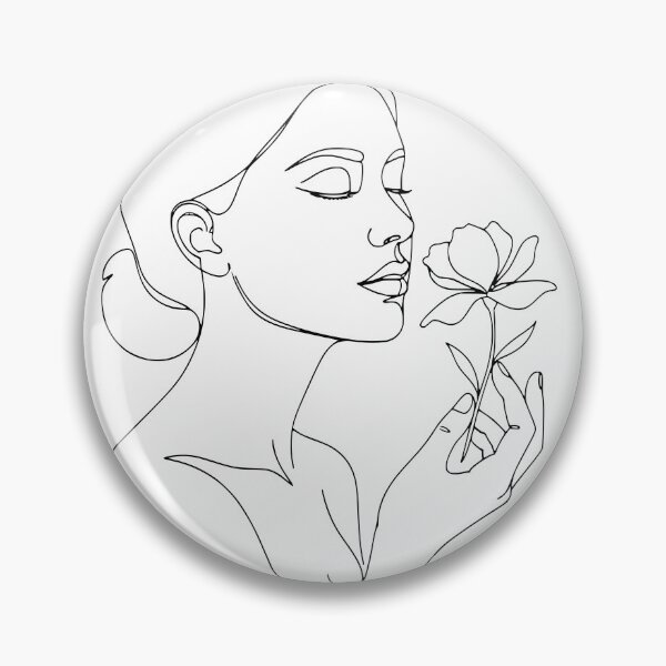 Item preview, Unisex line art T-shirt, minimalist face sketch, aesthetic clothing, abstract woman portrait with lily, essential T-shirt, one-line female drawing shirt designed and sold by Realmoood.