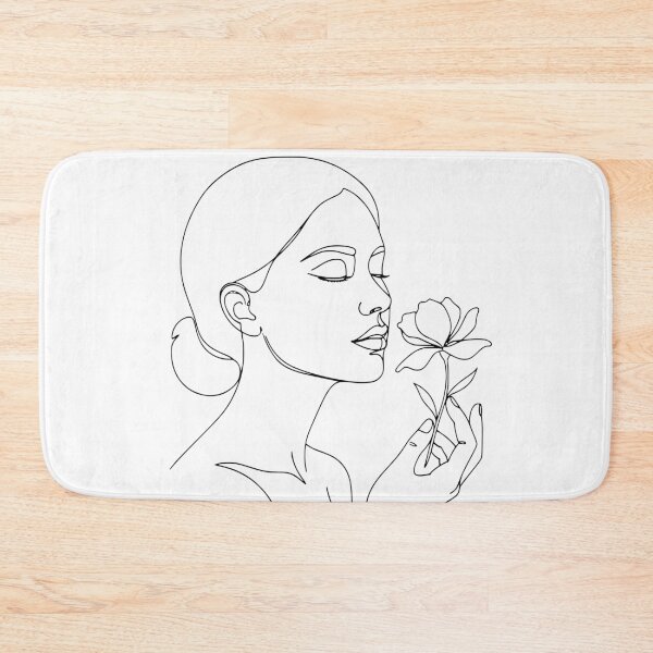 Item preview, Unisex line art T-shirt, minimalist face sketch, aesthetic clothing, abstract woman portrait with lily, essential T-shirt, one-line female drawing shirt designed and sold by Realmoood.