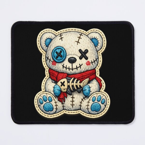 Item preview, Creepy Cute Polar Bear Plush - Voodoo Teddy with Fish Bone designed and sold by myforestfog.