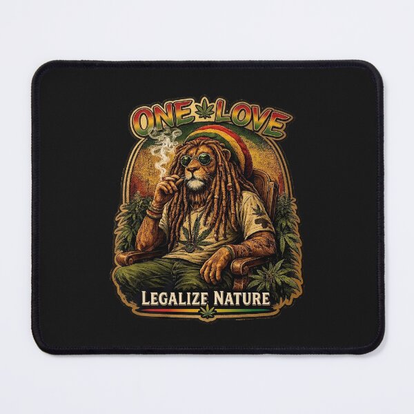 Item preview, legalize one love rastafarian lion smoking marijuana designed and sold by GreenKingShop.