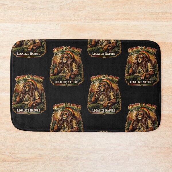 Item preview, legalize one love rastafarian lion smoking marijuana designed and sold by GreenKingShop.