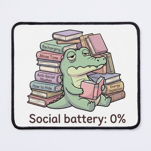 Item preview, Social Battery 0% Reading Mode Illustration designed and sold by Biwbiwty.