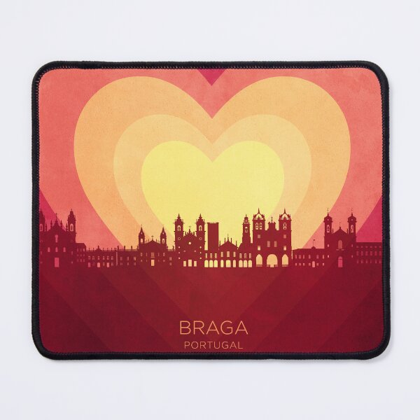 Item preview, Braga Portugal Skyline Hearts Red Yellow designed and sold by ArtPrints.