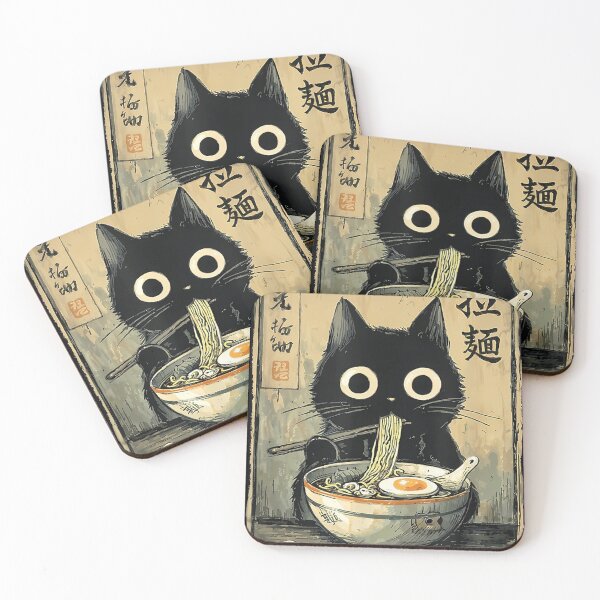 Item preview, Poster Kawaii Ramen Cat Retro Japanese Noodles Painting designed and sold by tarryHery.