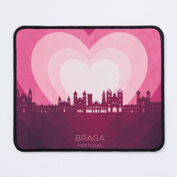 Item preview, Braga Portugal Skyline Hearts Pink designed and sold by ArtPrints.