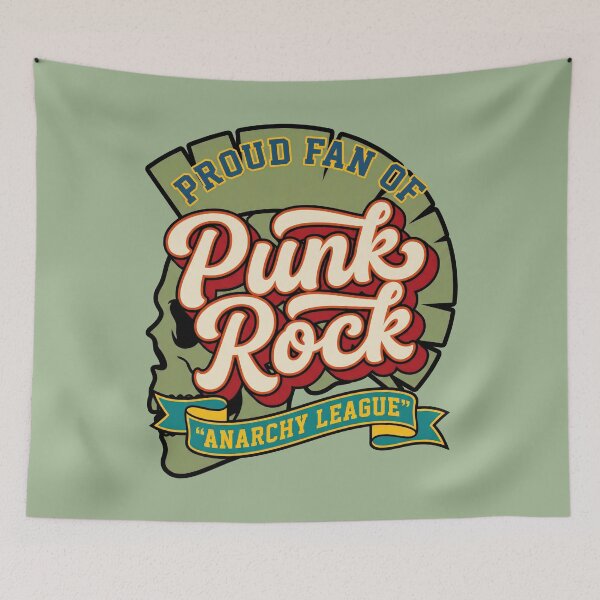 Item preview, Proud Fan Of Punk Rock Anarchy League Retro Mohawked Skull Vector designed and sold by Cozy-Old-Pub.
