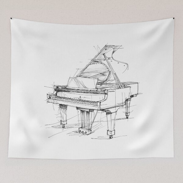 Item preview, Grand Piano Artistic Sketch Classical Music Instrument Line Art designed and sold by DesignArtist.ia.