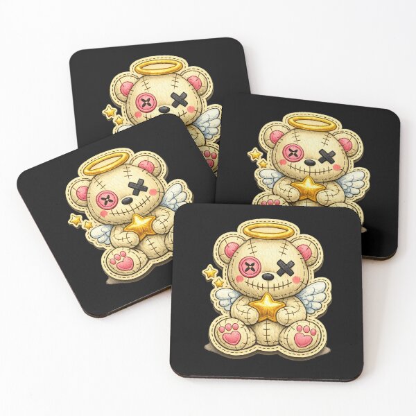 Item preview, Angel Voodoo Teddy Bear - Creepy Cute Plush with Golden Halo designed and sold by myforestfog.