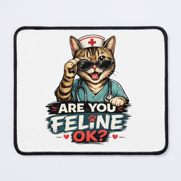 Item preview, Are You Feline OK? Funny Retro Cat Nurse Gifts Nurse Week Gifts designed and sold by Wild Pixel Studio.