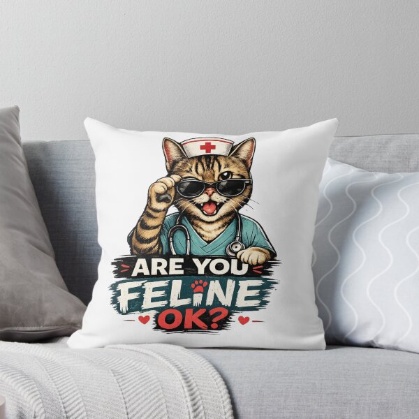Item preview, Are You Feline OK? Funny Retro Cat Nurse Gifts Nurse Week Gifts  designed and sold by Wild Pixel Studio.