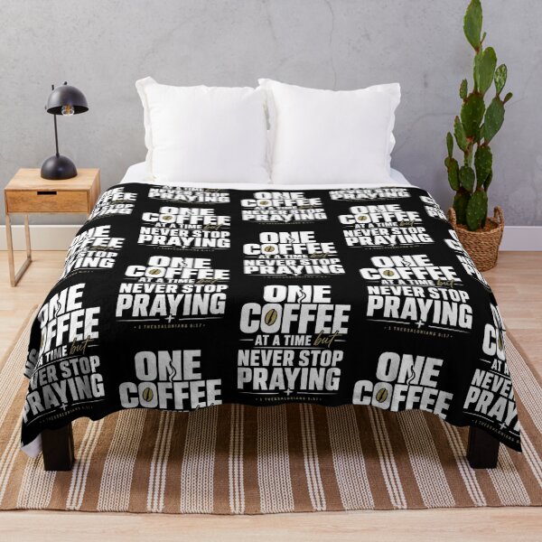 Item preview, One Coffee at a Time Christian Shirt – Never Stop Praying Faith Coffee Lover Tee designed and sold by ArtsBorn2Create.